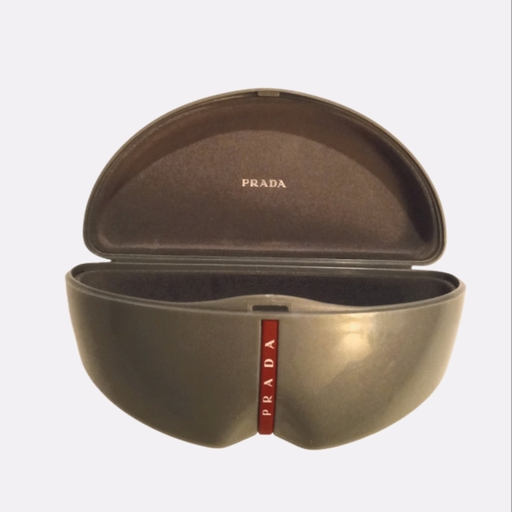 NEW Prada Unisex Authentic SunGlasses/Eyeglasses Hard Large Grey Clamshell Case